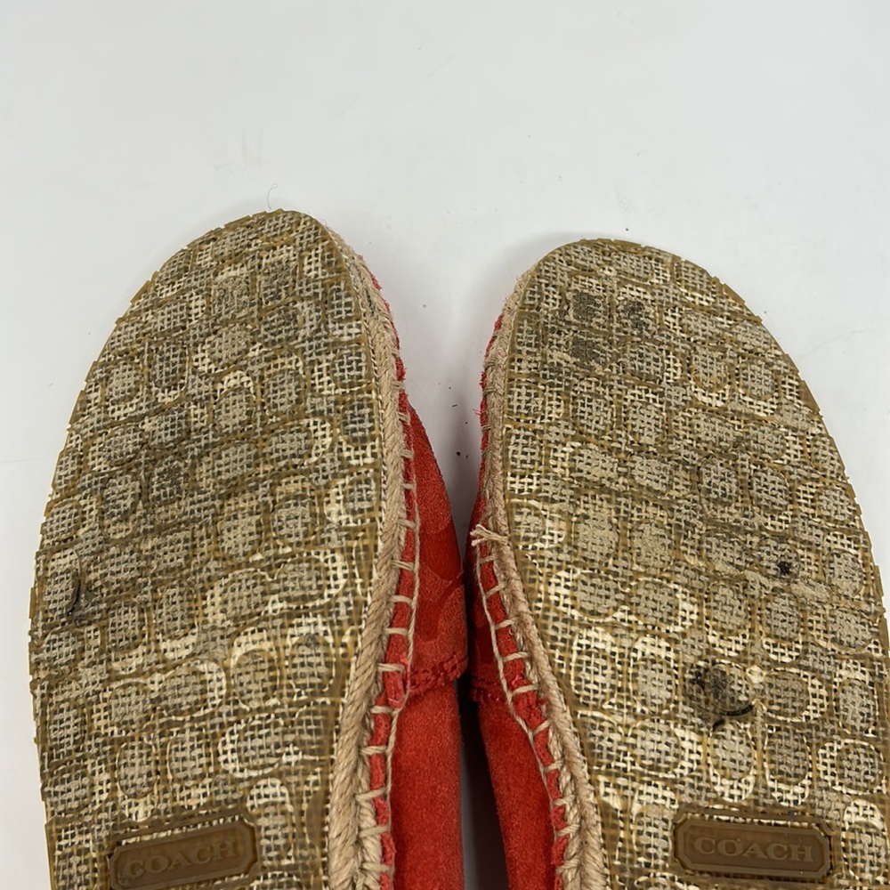 Coach June Coral Signature Logo Embossed Suede Leather Espadrille Flats Size 7.5 - Picture 12 of 14